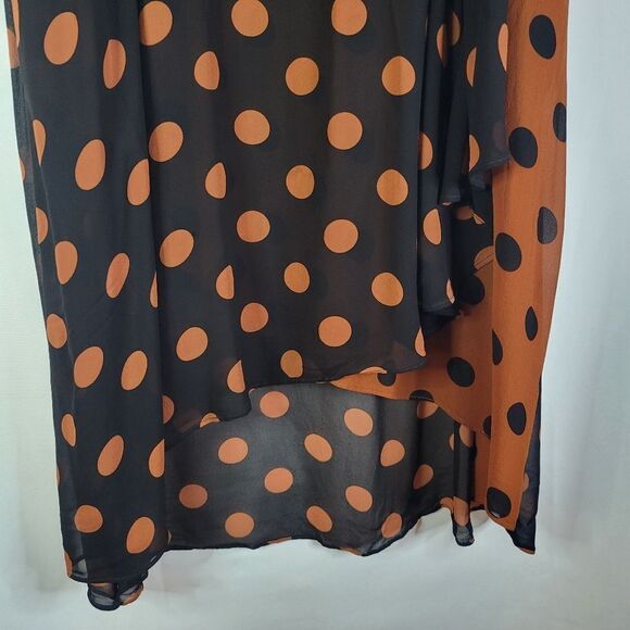 Maeve Oksana Anthropologie Polka Dot Midi Skirt - Black and Rust - Picture 10 of 16
